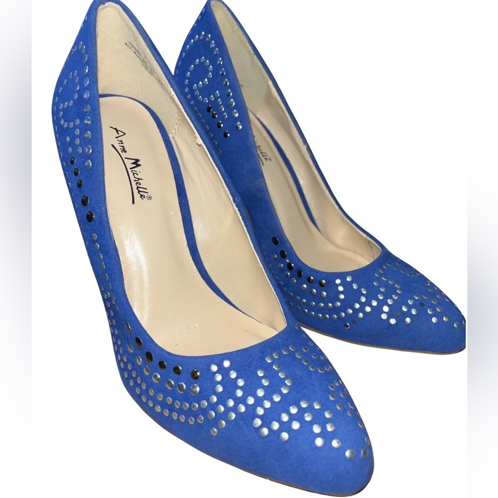 NWOT Anne Michelle Royal
Blue Studded Pointed Toe
Pumps - Size 7.5 - Picture 2 of 9